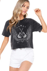 Rock 'N Roll World Tour 1976 Crop Tee Black