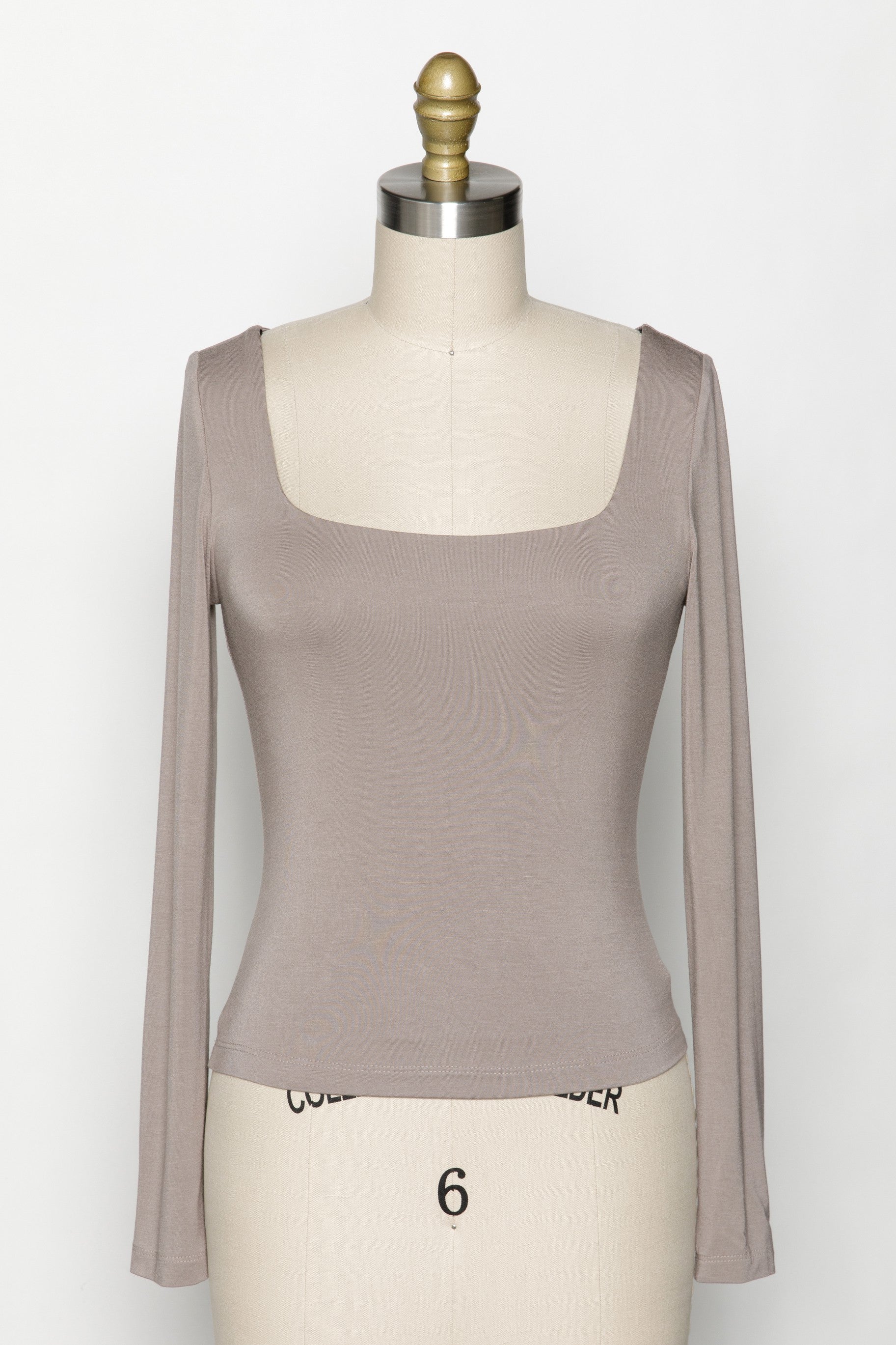 Square Neck Basic Layering Long Sleeve Mocha