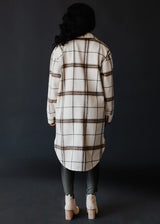 Long Flannel Plaid Jacket Tan + Olive