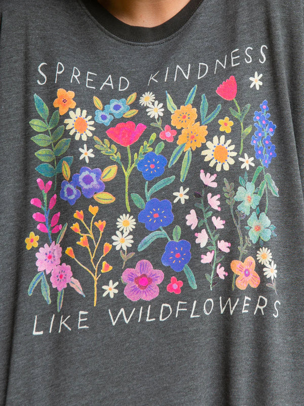 Spread Kindness Like Wildflowers Comfy Pocket Sweatshirt Grey