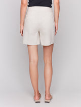 Heathered Linen Button Detail Stretch Shorts Natural