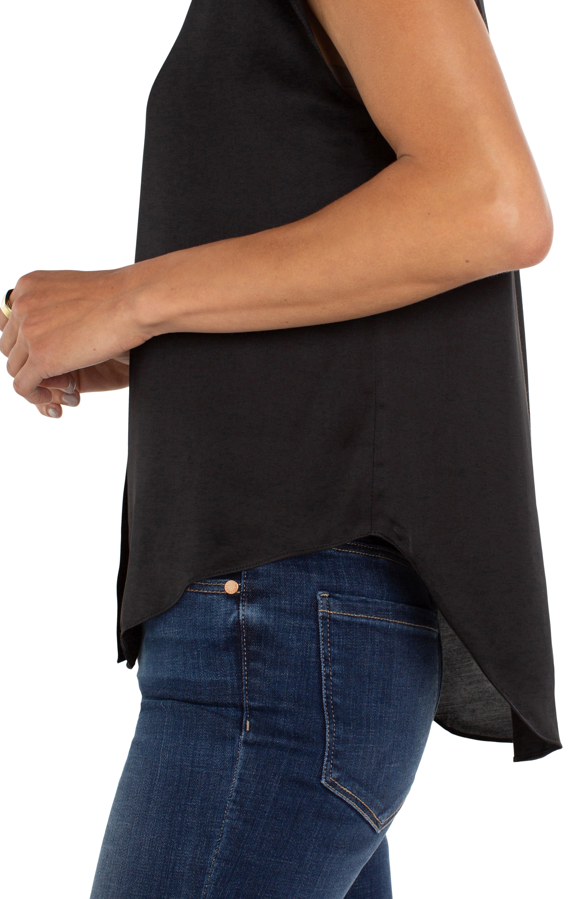 Dolman Sleeve Collared Button Down Blouse Black