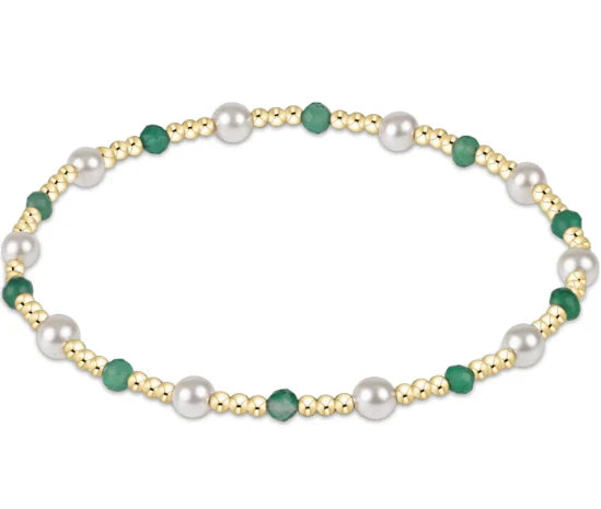 Pearl Sincerity Pattern 4mm Bead Bracelet Green Onyx