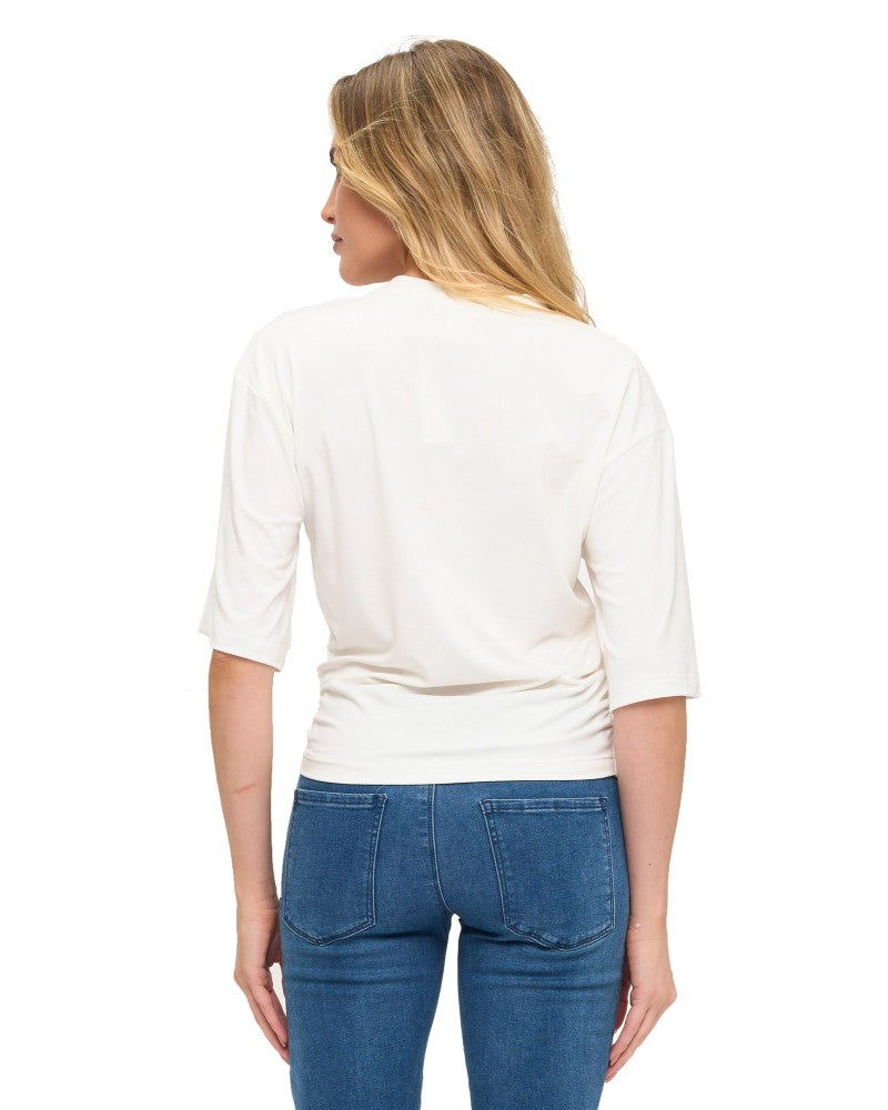 Ruched Detail Half Sleeve Top Ivory
