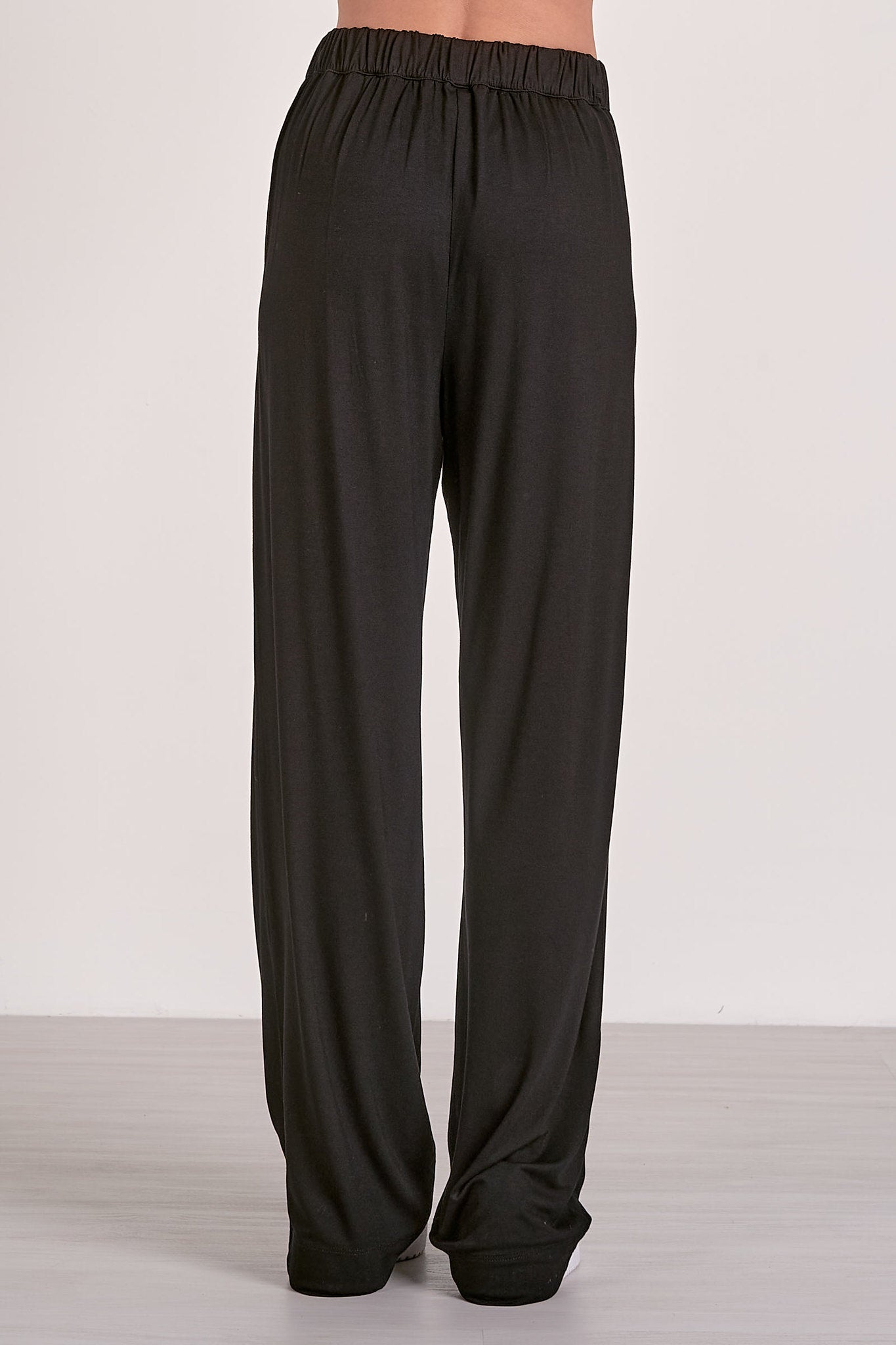 Structured Pull On Straight Leg Pants Black