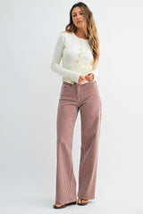 Relaxed Wide Leg Stripe Denim Pants Spice Brown Stripe