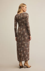 Exhale Sable Floral Midi Dress Black