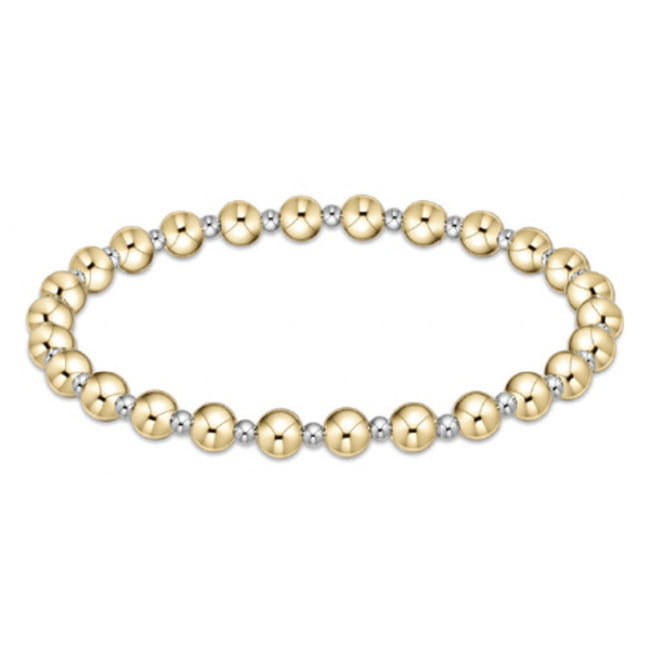 Classic Grateful Pattern 5mm Bead Bracelet Mixed Metals