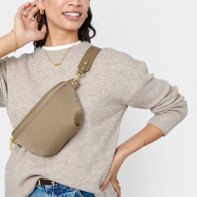 Nylon Luxe Belt Bag Taupe