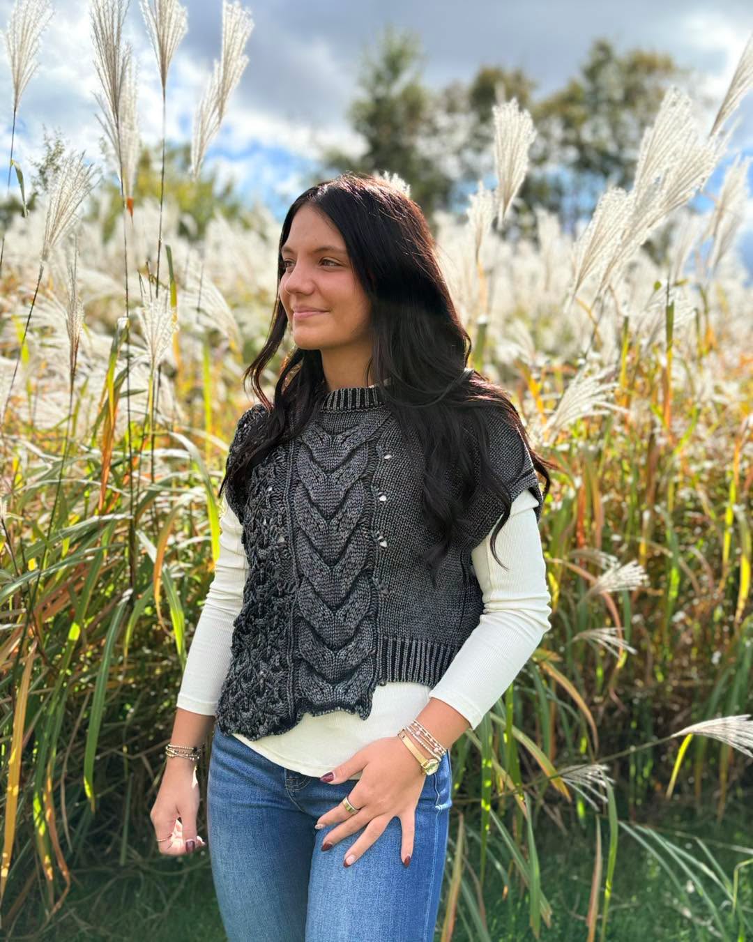 Asymmetric Mix Knit Sweater Vest