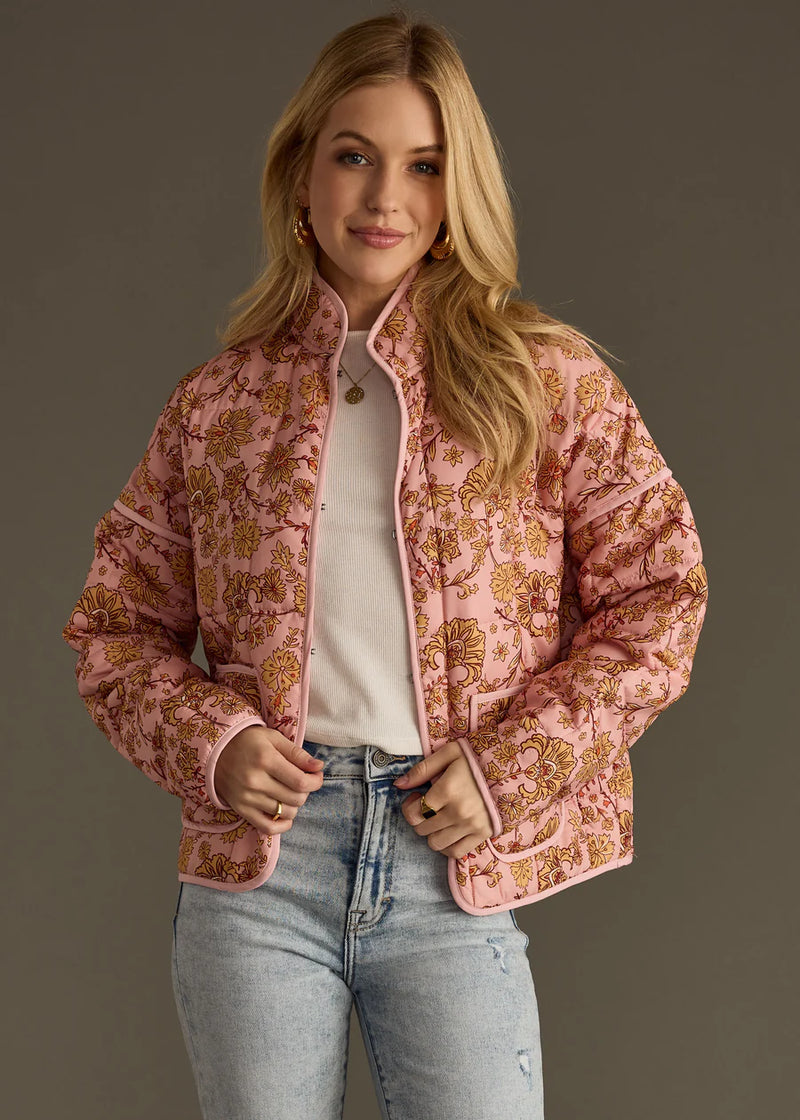 Garden Party Patterned Jacket Pink, Mustard + Orange