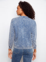 Flower Applique Long Sleeve Top Denim