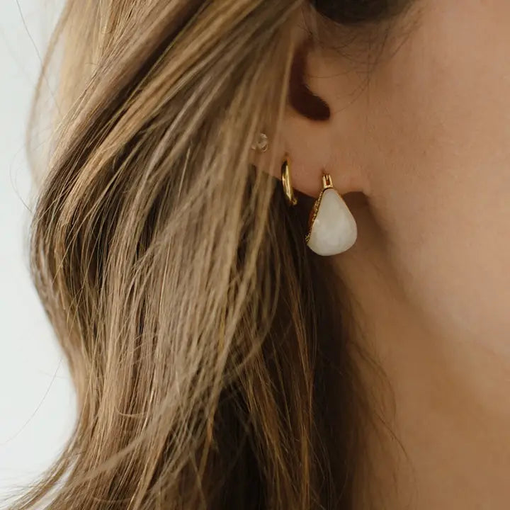 Palmer Colorful Enamel Gold Filled Hoop Earrings White