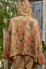 Front Fringe Floral Sweater Cardigan Mocha