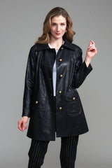 Vegan Leather Car Coat Black