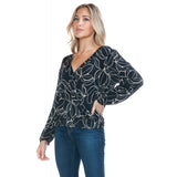 Textured Floral Surplice Tie Back Top Multi