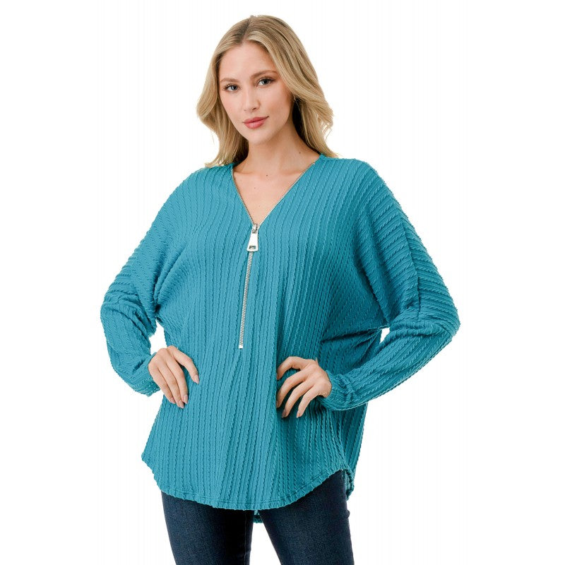 Dolman Zipper Top Turquoise Mini Cable