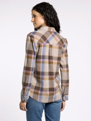 Cassian Button Up Shirt Sand Brown Plaid