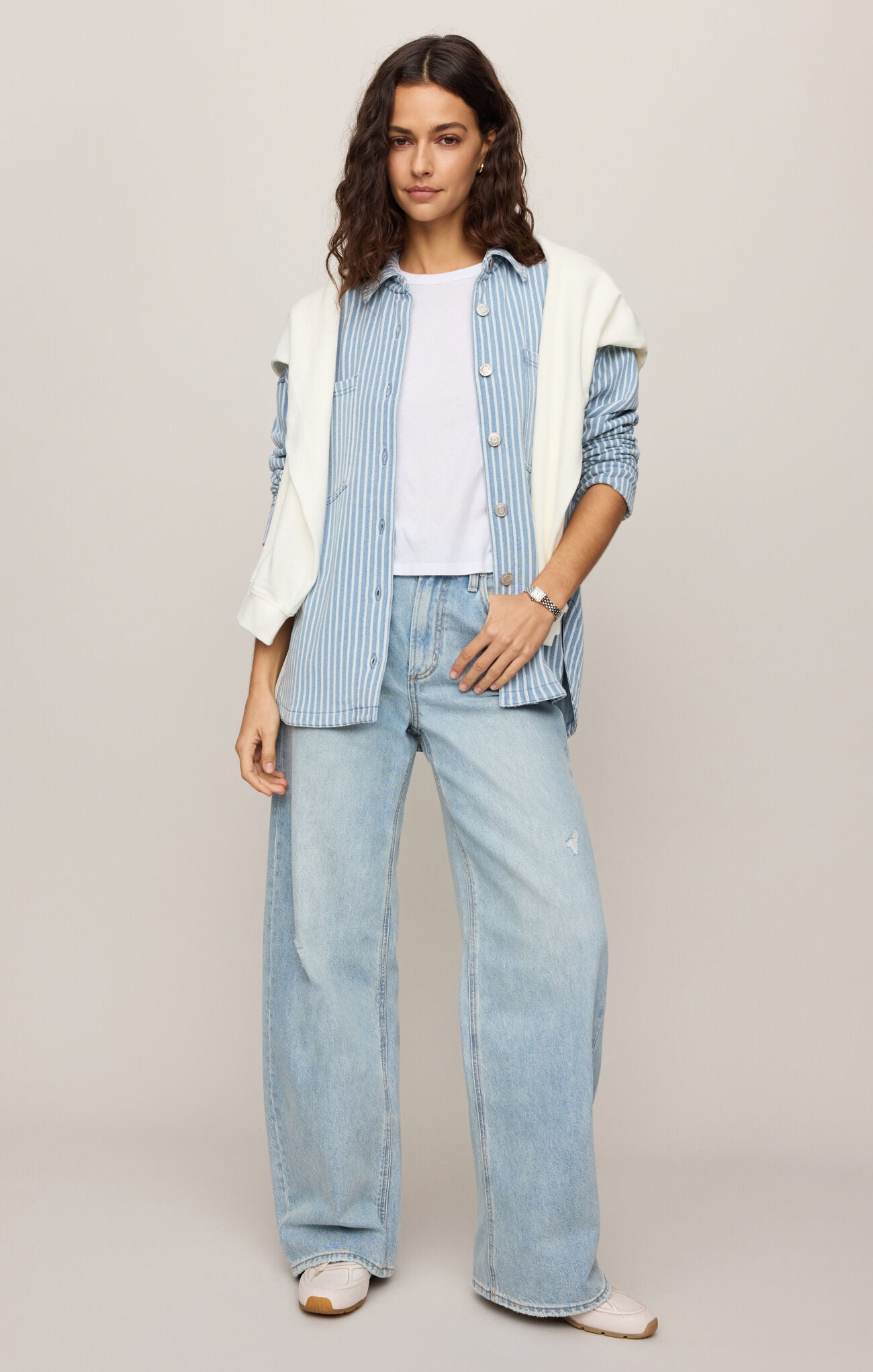 All Day Knit Stripe Jacket Santorini Indigo