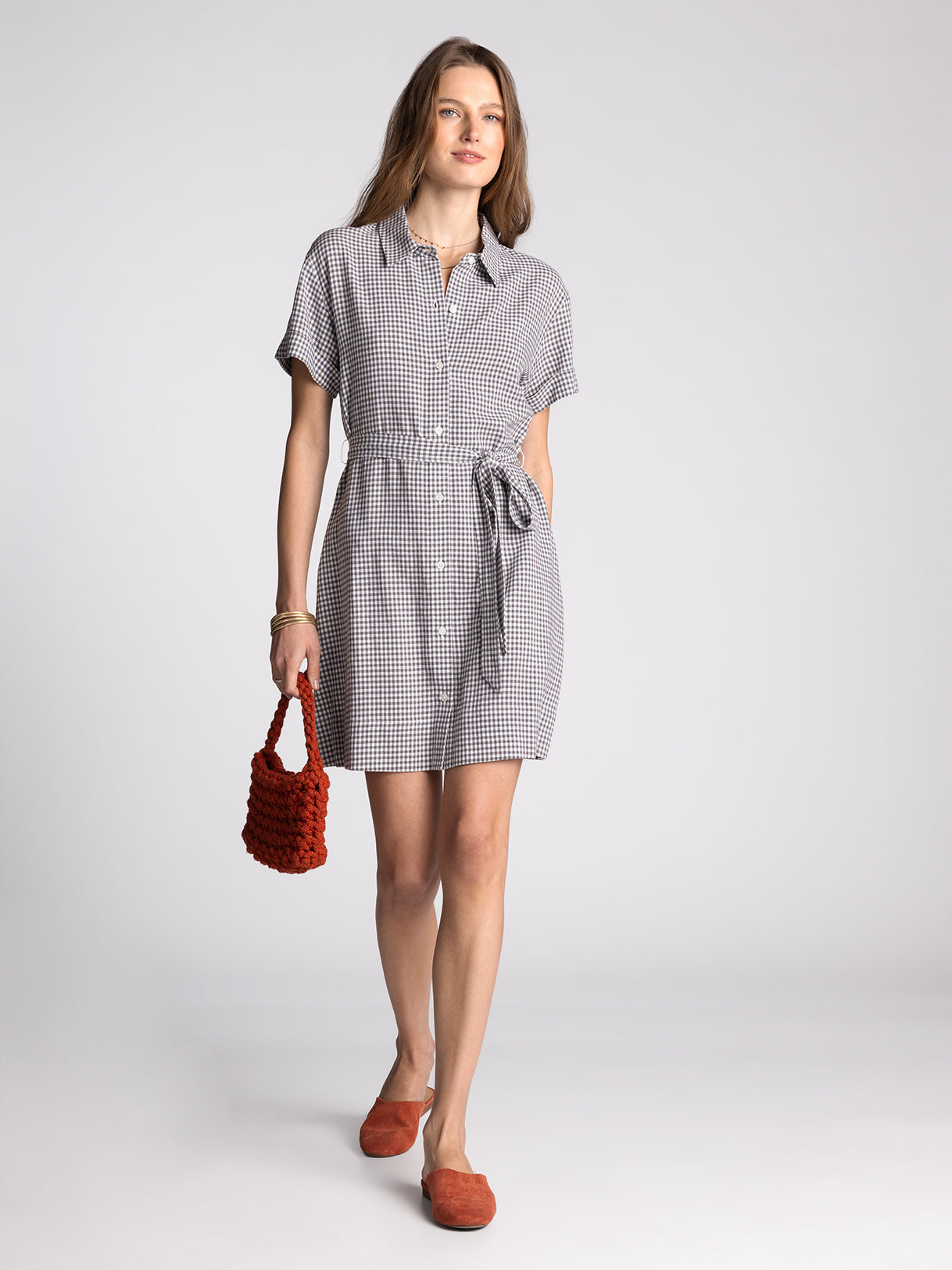 Caelis Dress Charcoal Gingham