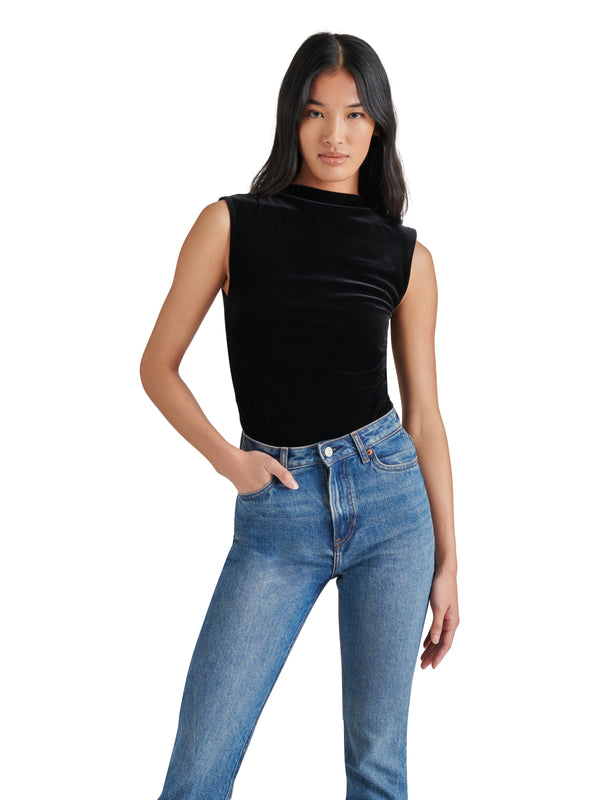 Esen Velvet Sleeveless Bodysuit Black