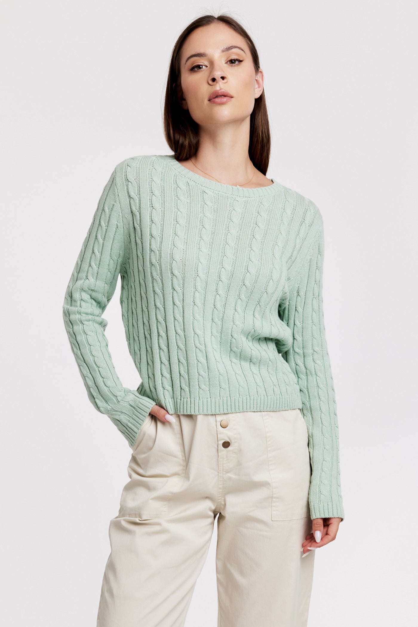 Lupe Cable Knit Sweater Aquamarine