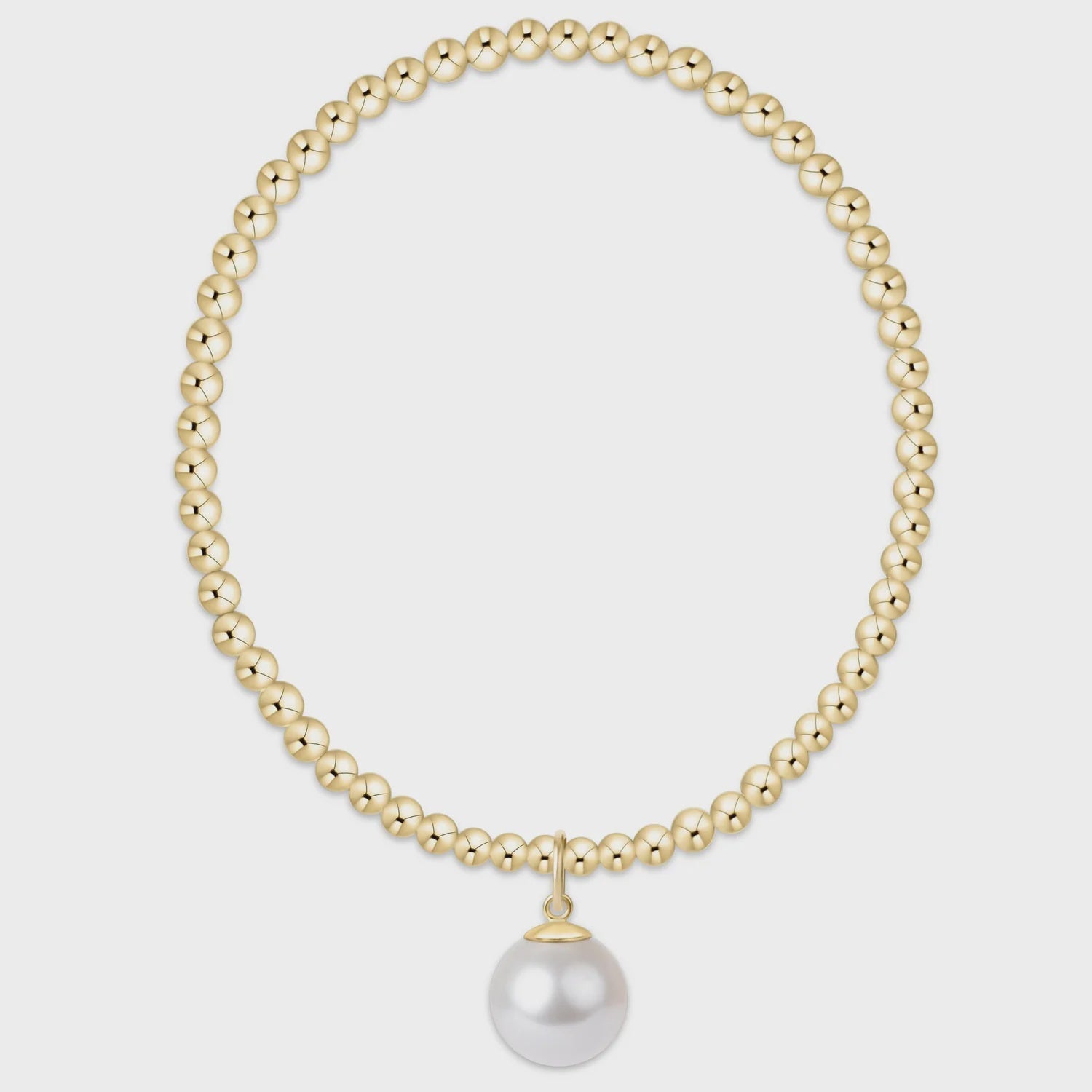 Classic Gold 3mm Bead Bracelet Classic Pearl 10mm Charm