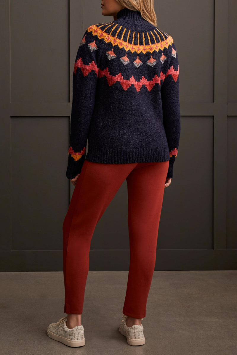 Mock Neck Intarsia Sweater Night Sky