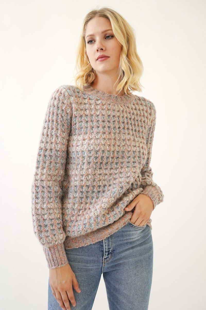 Multi Color Stripe Mock Neck Sweater
