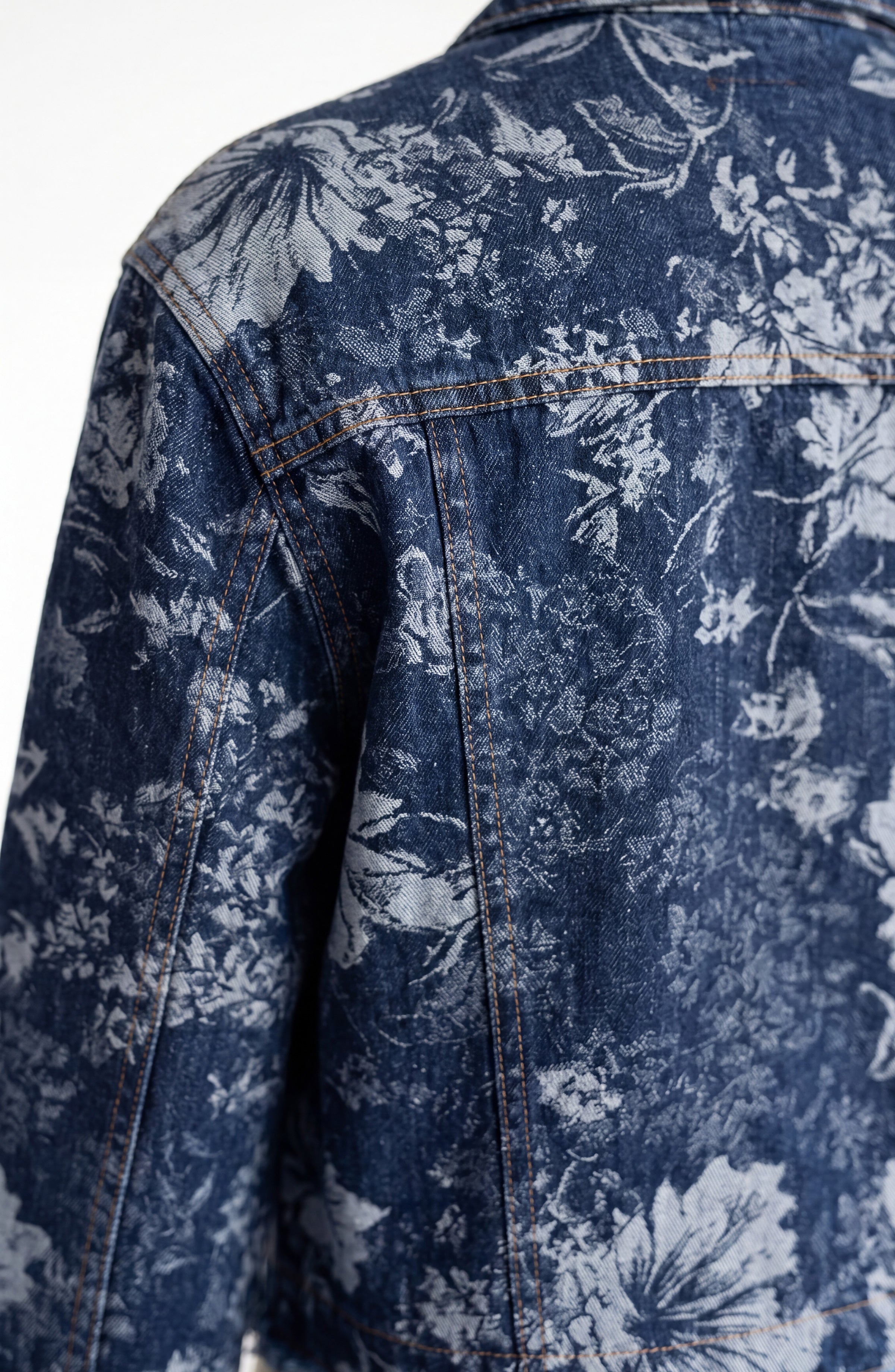 Floral Jacquard Denim Jacket Lapis Grove