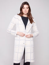 Plaid Patch Pocket Knit Coatigan Ivory