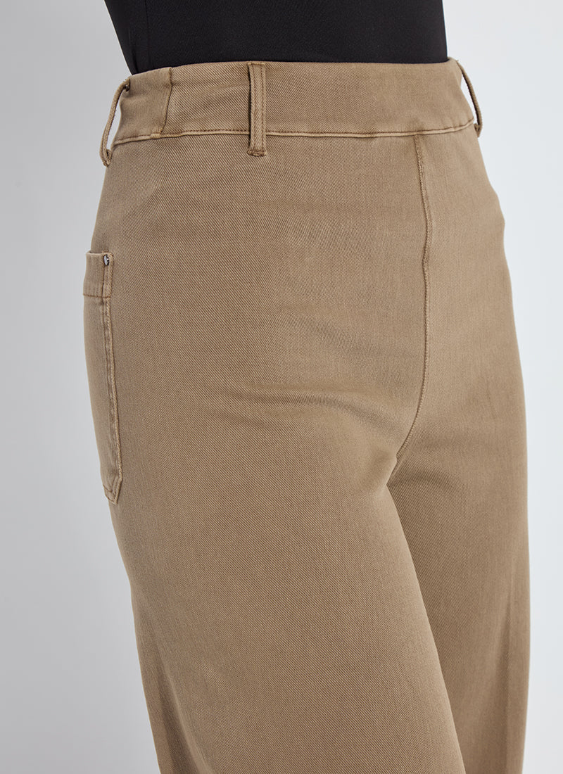 Erin High Waist Wide Leg Denim Pants Antique Wash Smoked Olive