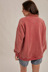 Thermal Contrast Snow Wash Sweatshirt Vintage Red