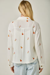 Embroidered Mix Media Wash Jacket Ivory