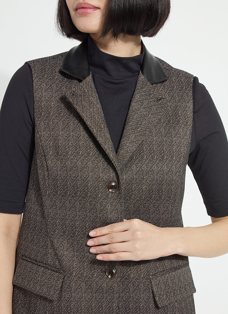 Frankie Sleeveless Blazer Speckled Salt + Pepper