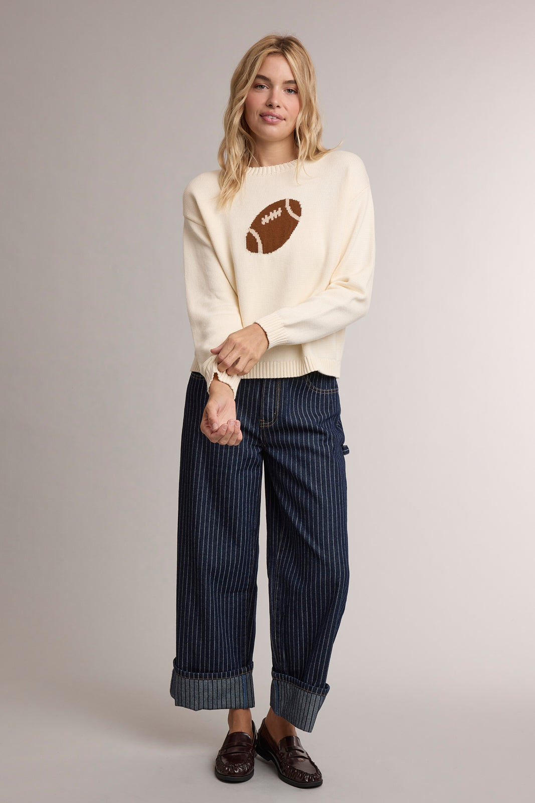Football Jacquard Sweater Cream