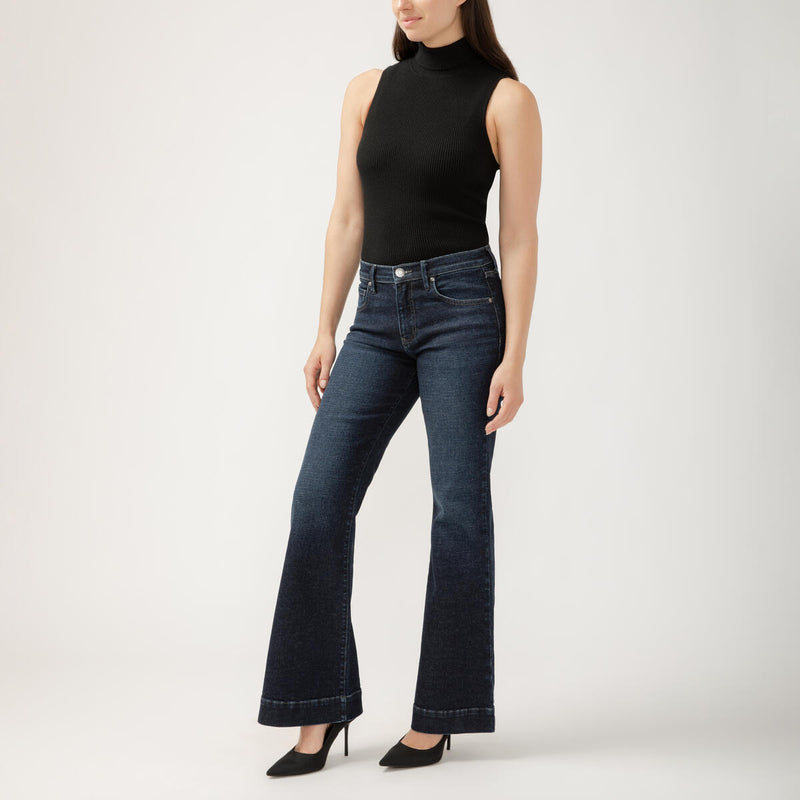 Kait 32" Inseam Mid Rise Flare Jeans Opera Blue