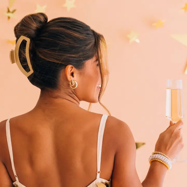 Open Large Hair Clip Champagne Toast