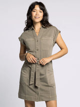 Siena Tie Belted Dress Olive