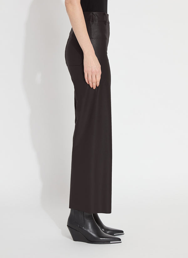 High Waist Vegan Leather Wide Leg Pants Double Espresso