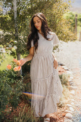 Eden Tiered Maxi Dress Birchwood Stripe