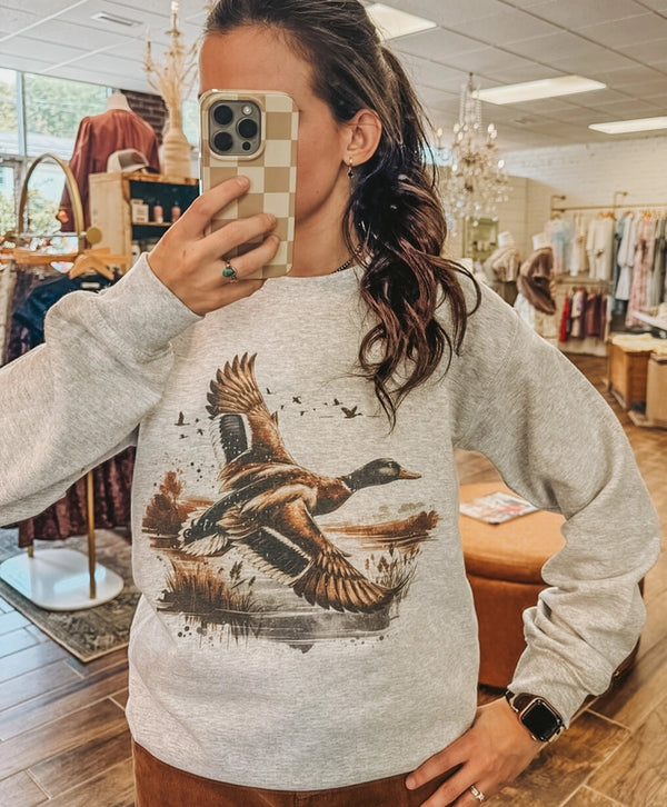 Vintage Mallard Wilderness Crew Neck Duck Sweatshirt Ash