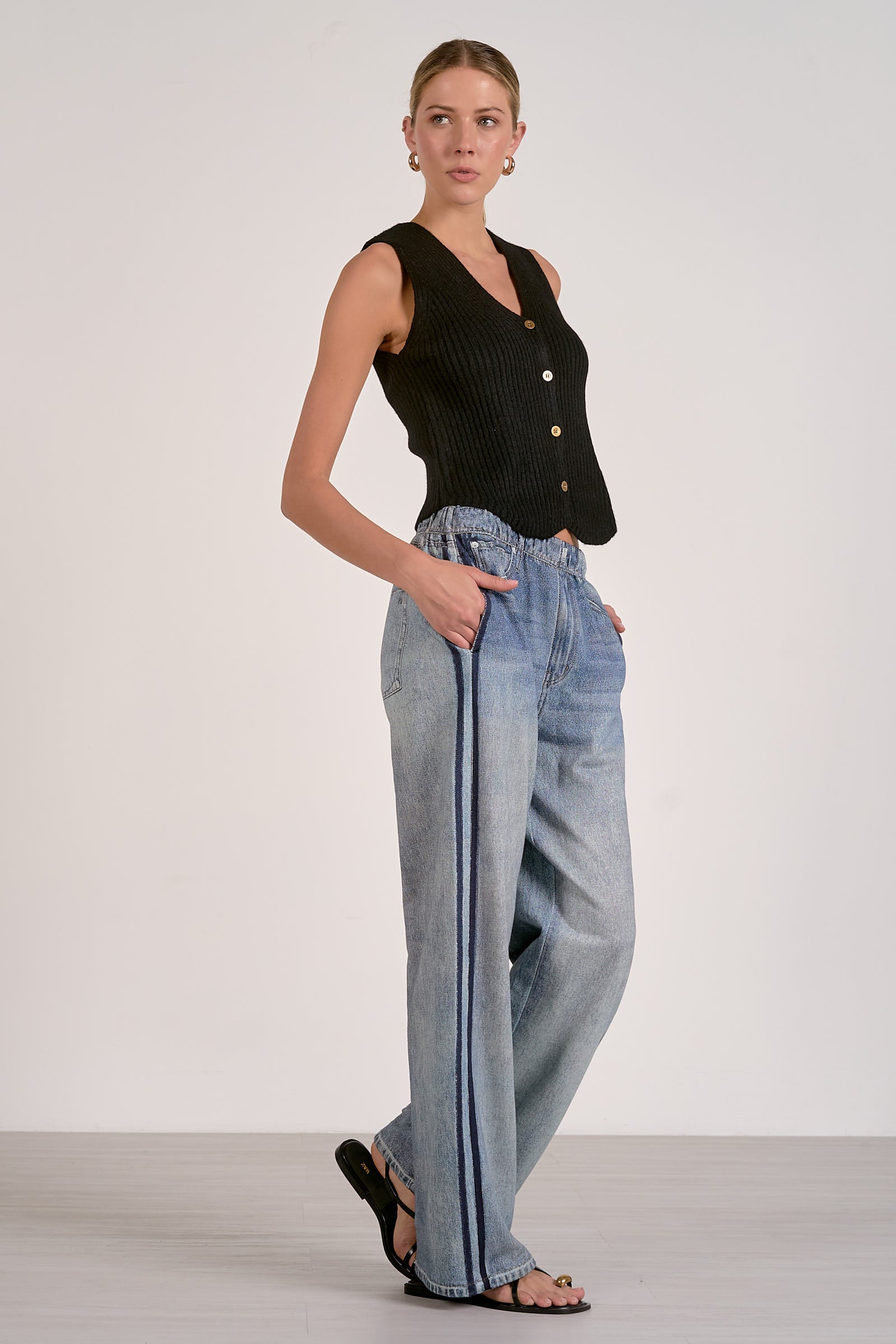 Faux Denim Track Pants Blue