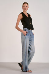Faux Denim Track Pants Blue
