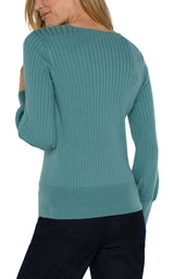 Switched Rib Crew Neck Sweater Ocean Wash