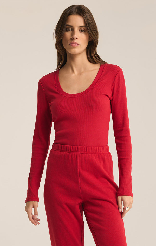 Sirena Rib Long Sleeve Shirt Haute Red