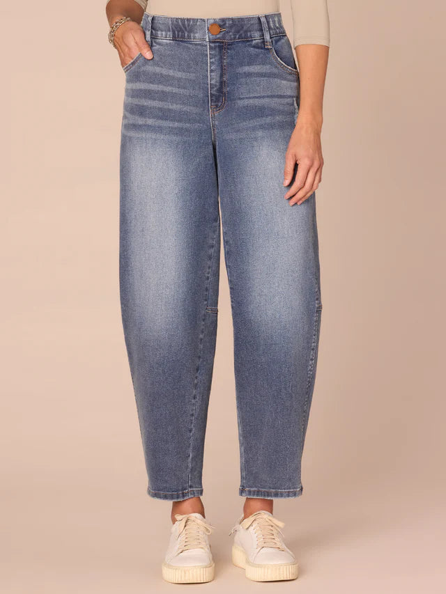 Ab Solution Skyrise Relaxed Barrel Leg Jeans Mid Blue Artisanal