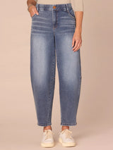 Ab Solution Skyrise Relaxed Barrel Leg Jeans Mid Blue Artisanal
