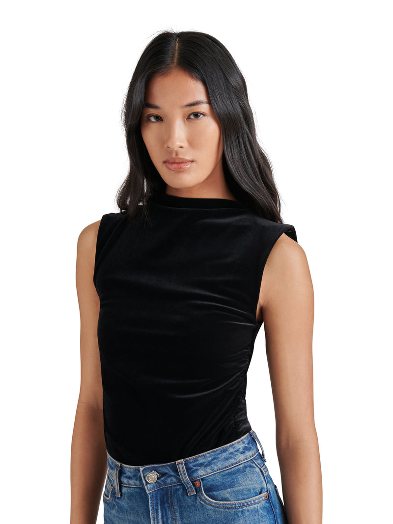 Esen Velvet Sleeveless Bodysuit Black