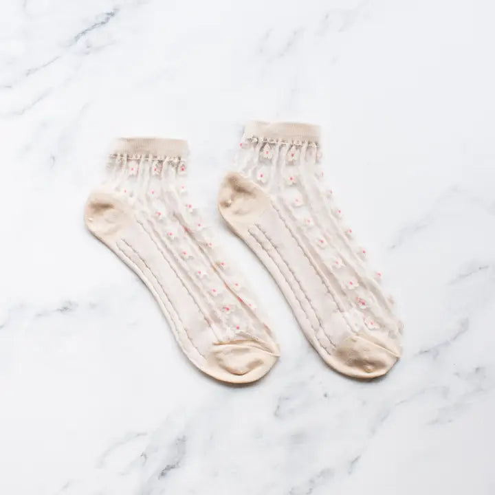 Daisy Floral Mesh Ankle Socks